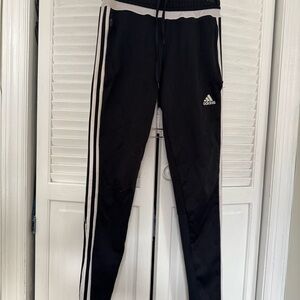 Adidas Kids Black Joggers with White Stripes